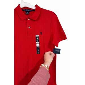 U.S. Polo Assn Boys XXL 18 Red Pique Polo Shirt Preppy Uniform Schoolcore NWT